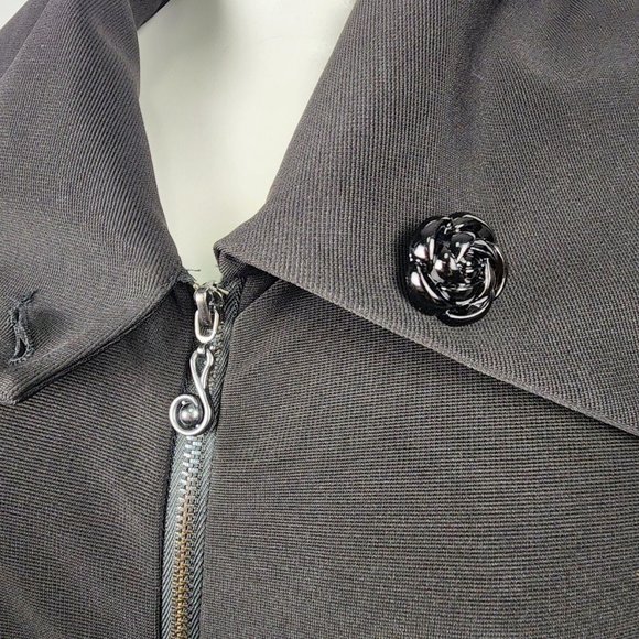 Samuel Dong Black Ribbed Knit Patchwork Zip Up Jacket Size M - Picture 3 of 10